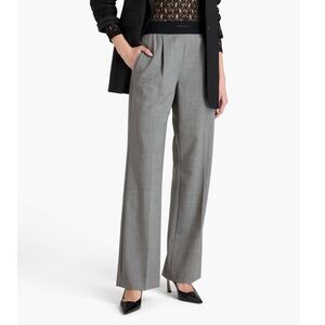 Helmut Lang Herringbone pleated tweed wide-leg pull on pants in Grey Size 8